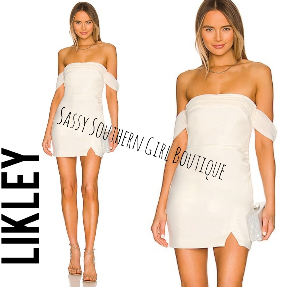 🆕⭐ Likely white Paz off shoulder mini dress